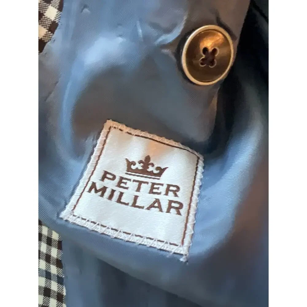 Miller Brothers Mens Black White Check Long Sleeve Lined Wool Blazer Jacket 44R